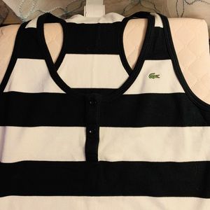 Lacoste Black & White Stripes Racerback Tank Sz 40